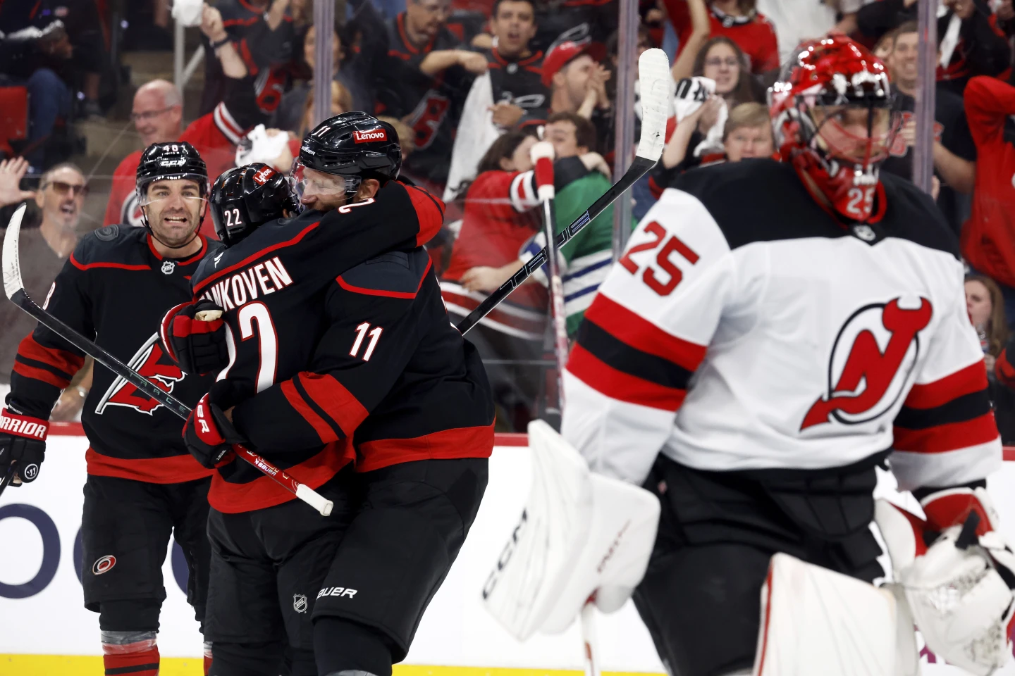 Injured Devils Fall in Game 1 to Carolina Despite Late Push